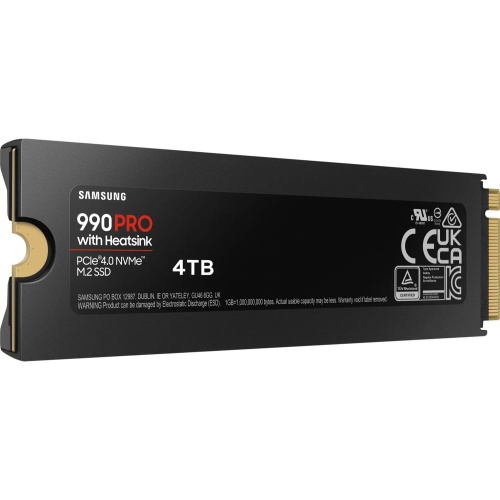 SSD Samsung 990 Pro Series (MZ-V9P4T0CW) M.2 4.0Tb (PCI-E 4.0 x4 , up to 7450/6900MBs, 3D TLC, NVMe 2.0, DDR4 4096Mb, 2400TBW, 22х80mm, heatsink)