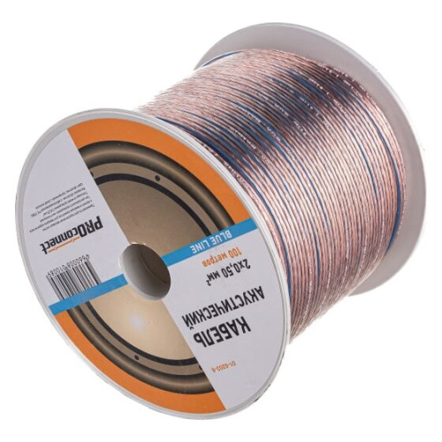 Кабель акустический PROconnect 01-6203-6 2х0,50мм² прозрачный BlueLine 100м