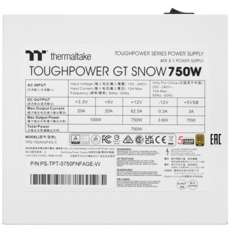 Блок питания Thermaltake Toughpower GT 750W Snow [PS-TPT-0750FNFAGE-W] белый