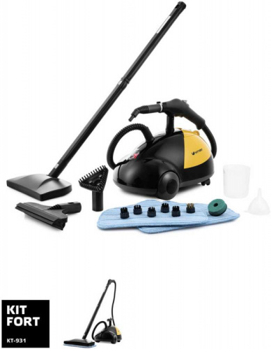 Пароочиститель Kitfort КТ-931 черный/оранжевый