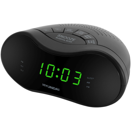 Радиобудильник Hyundai H-RCL243 черный, подсветка зеленая