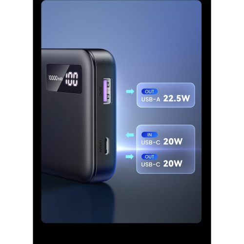Внешний аккумулятор UGREEN PB311 (25742) 10000mAh Mini Quick Charging 20W Power Bank Black