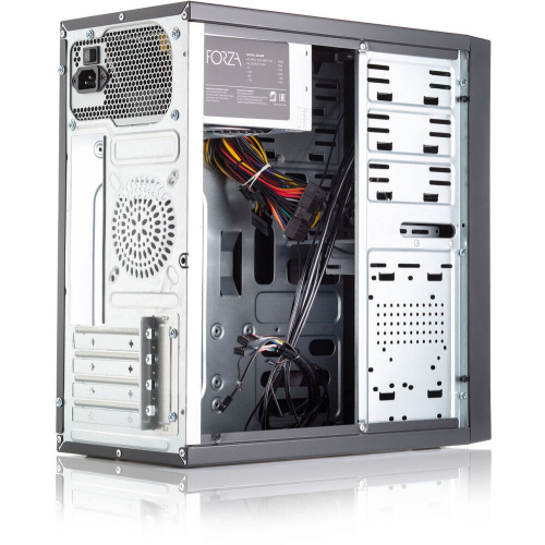 Корпус FOXLINE Forza FZ-053-SX450R-U32 mATX, 450W, 2xUSB3.0, Black, w/o FAN, 12 cm fan PSU, power cord