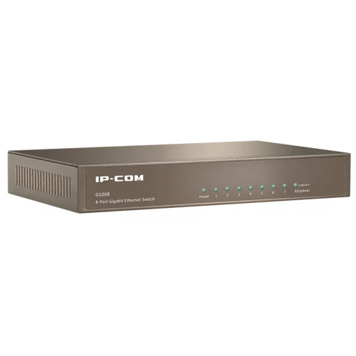 Коммутатор неуправляемый IP-COM G1008M 8 портов, 8x1 Гбит/с, настольный, металлический
