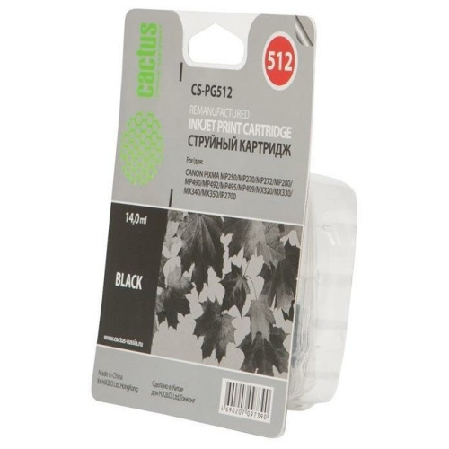 Картридж струйный Cactus CS-PG512 черный для Canon Pixma MP240/MP250/MP260 (14ml)