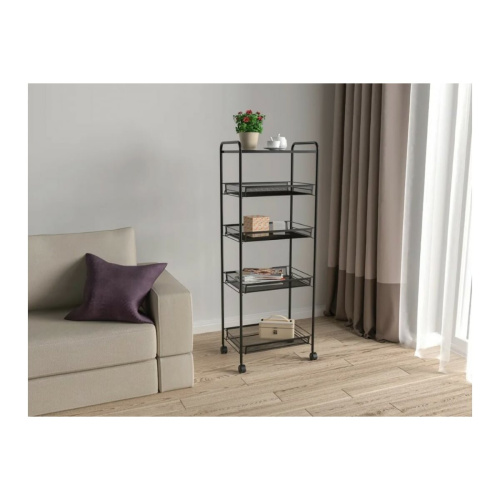 Этажерка ЗМИ Ладья 35 КС Э410 колесики и столешница черный