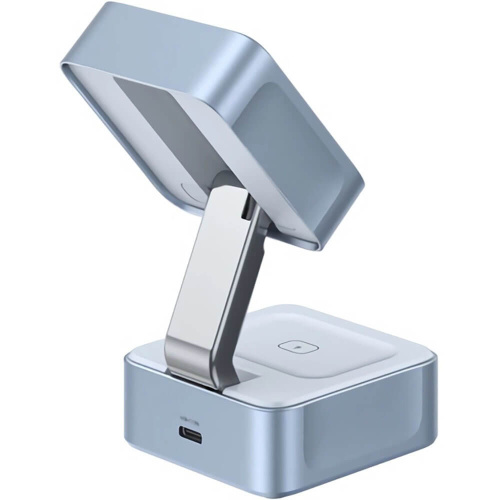 Зарядное устройство UGREEN W752 (55960B) MagFlow 2-in-1 Magnetic 25W Wireless QI2.2 Charger серебристо-голубой