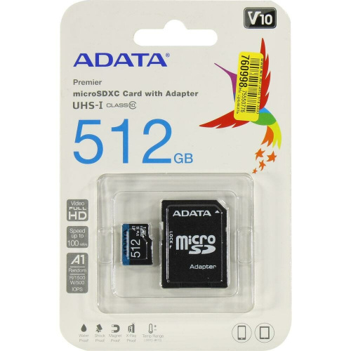 Карта памяти ADATA AUSDX512GUICL10A1-RA1 Micro SDXC 512GB