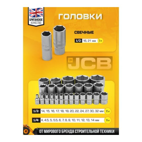 Набор инструментов JCB JCB-4821-5(56913) 82 пр., 1/4", 1/2" ( 6гр.)