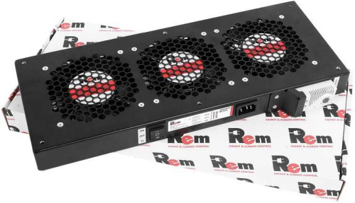 Модуль вентиляторный ЦМО (R-FAN-3T-9005) черный 3 вент. с термостатом (1шт)