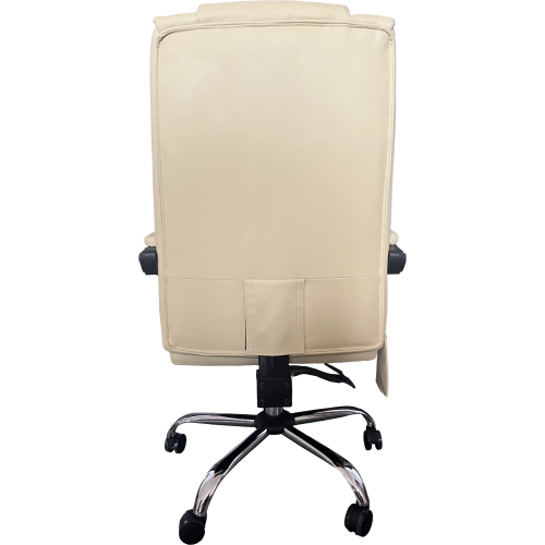 Кресло Cactus CS-CHR-OC04M-WT с вибромассажем слоновая кость эко кожа крестовина