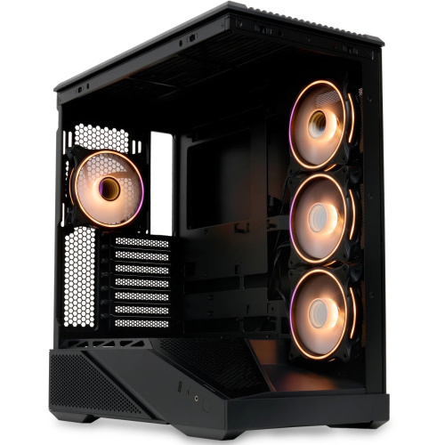 Корпус HSPD F711 (F711-TGBK- ARGB), без БП, Panoramic Full Tower, Black, TG, 0.7 SPCC, 4x120mm ATX, mITX 190/420/280mm 2x2.5", 7xPCI 1xUS