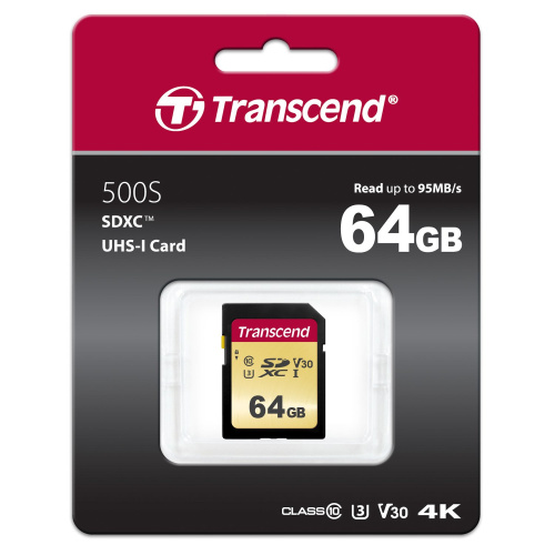 Карта памяти Transcend TS64GSDC500S 64GB UHS-I U3 SD card