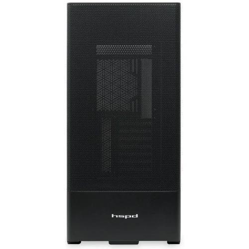 Корпус HSPD M712 (M712-TGBK) без БП, Mesh Mid Tower, Black, TG, 0.6 SPCC, no fans, E-ATX, ATX, mITX, 175/410/160mm, 2x2.5", 7xPCI