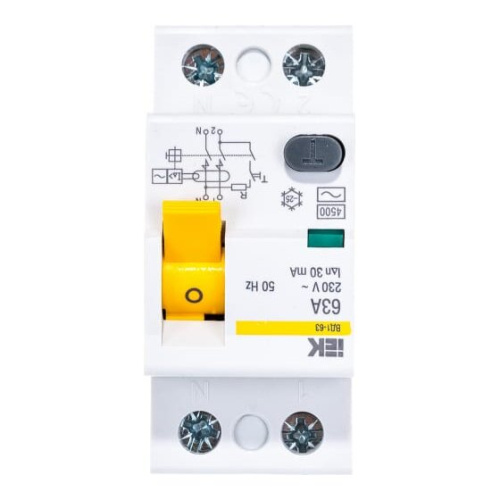 Выключатель дифференциального тока IEK ВД1-63 ИЭК MDV10-2-063-030 2п 63A 30mA тип AC