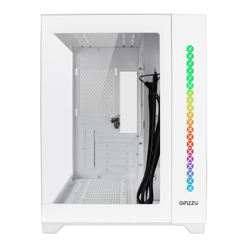 Корпус Ginzzu V420 RGB подсветка, закаленное стекло 1*USB 3.0,1*USB 2.0, AU Белый mATX