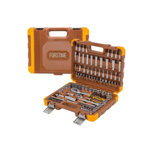 Набор инструментов FORSTIME FT-41082-5DS (57355) в пластиковом кейсе (108 предметов) 1/4", 3/8"