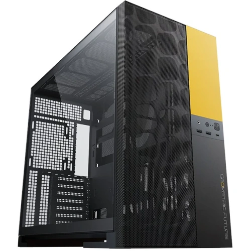 Корпус Geometric Future Model 5 Vent Black Yellow with fans (1AM5VTBY01100) / mid tower, E-ATX / 5x140mm ARGB fans
