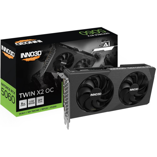Видеокарта INNO3D RTX 5060 Twin X2 OC (N50602-08D7X-195071N)/RTX5060, HDMI, DP*3, 8G,D7