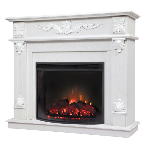 Электрокамин RealFlame Philadelphia 25,5/26 WT белое золото с очагом Evrika 25,5 LED