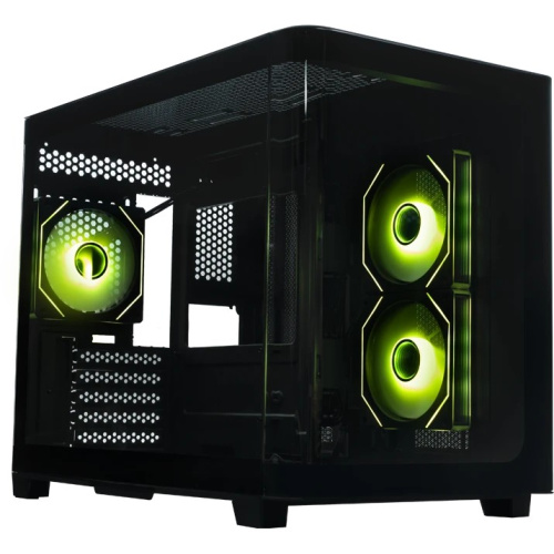 Корпус XASTRA QR500M 3ARGB C10-UC (QR500M-3FM12A-C10-UC) Black mATX/Aquarium/ 2 Curve Glass/3x120mm ARGB PWM FM fans/ Argb+PWM HUB 10port /Type-C