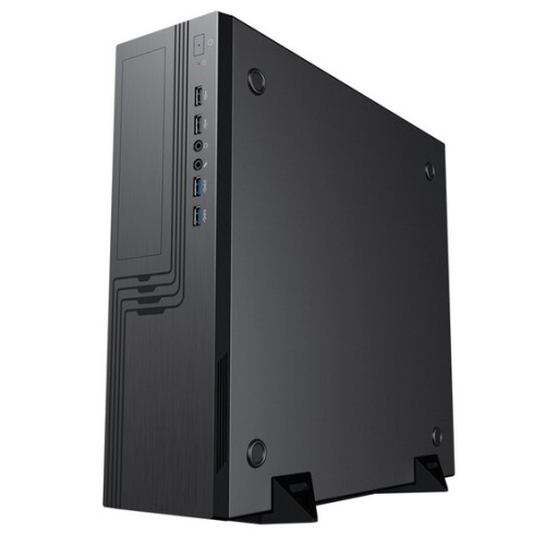 Корпус Powerman EL555 (6188897) Slim Case Black PM-450TFX,80+Bronze U3.0*2+U2*2+2*combo Audio fan 9cm, intrusion switch mATX, Mini-ITX