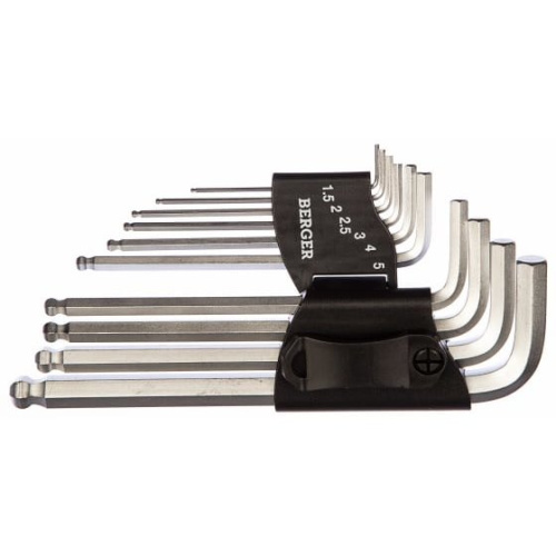 Набор шестигранников BERGER BG2291 Г-образных с шаровым профилем 10 предметов H1.5-H10