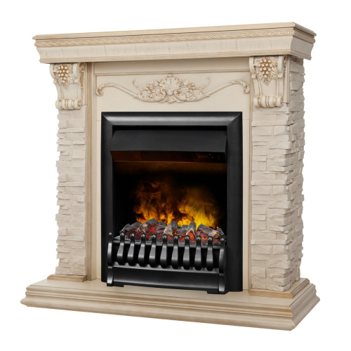 Электрокамин RealFlame Patricia WT белый дуб с золотой патиной c очагом 3D Oregan