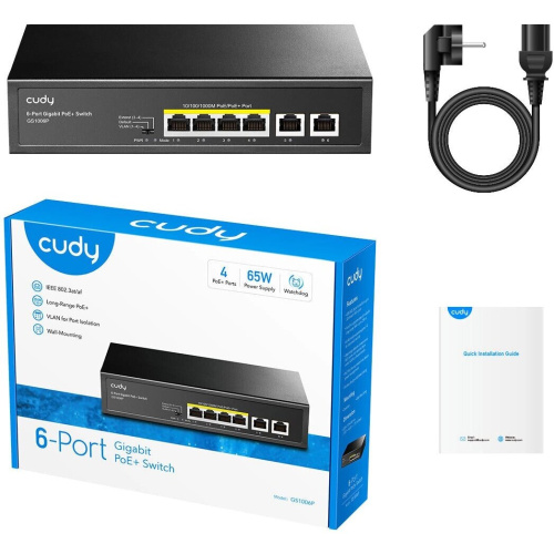 Коммутатор неуправляемый Cudy GS1006P (L2) 6x1Гбит/с 6PoE+