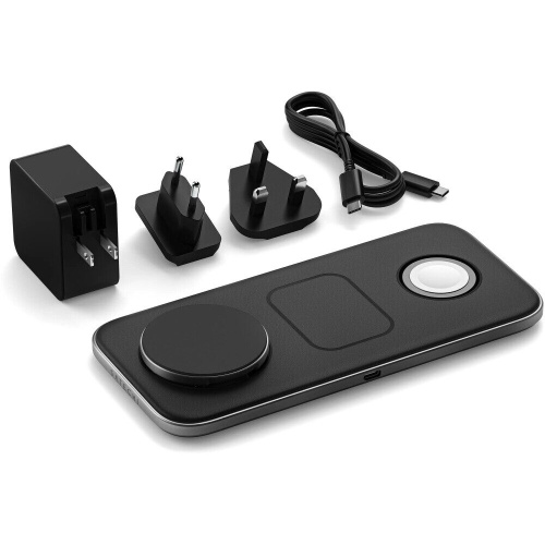 Зарядное устройство Satechi ST-QTPM-EA Qi2 Trio Wireless Charging Pad with Type A/C/G plugs Black