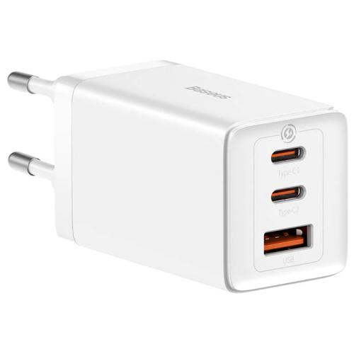 СЗУ Baseus GaN5 Pro CCGP120202 Fast Charger 2C+U 65W EU Cable Type-C to Type-C 1m White