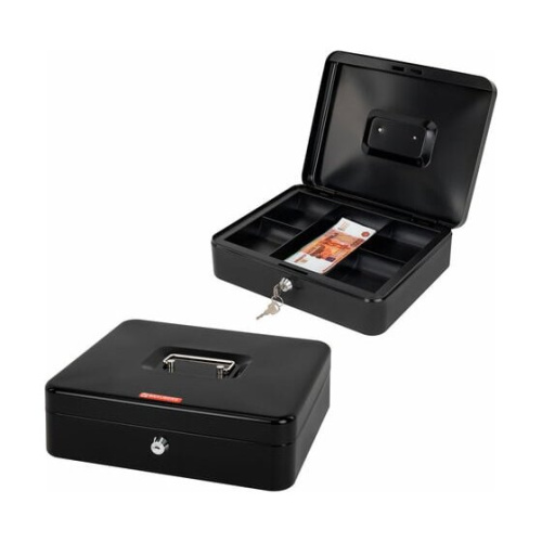 Ящик для денег BRAUBERG 291348 90х240х300мм, ключевой замок, черный