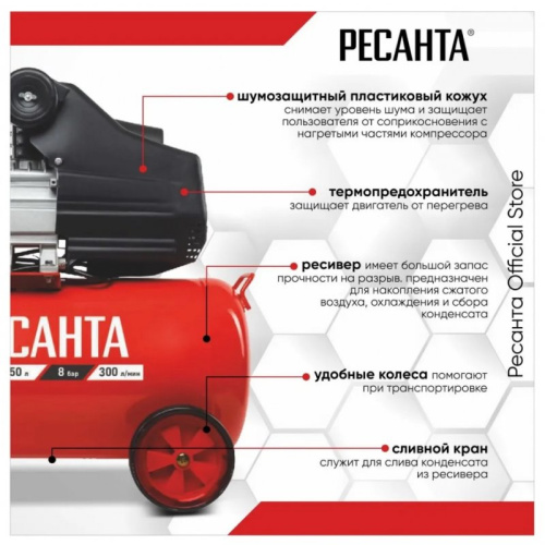Компрессор Ресанта КП-50/300М (74/7/4)