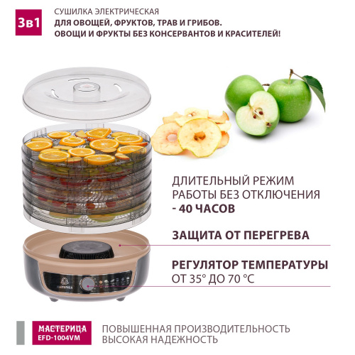 Сушилка для овощей Мастерица EFD-1004VM серо-беж