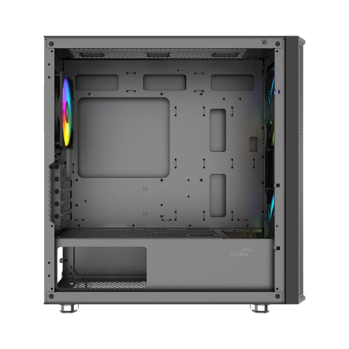 Корпус SAMA S30 Black (S30-BKMPA3X1-GL), без БП, Midi-Tower, TG, 2x140mm + 1x120mm ARGB, 1xUSB 3.0 3.1 Type-C, mATX, mITX