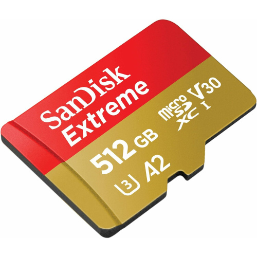 Карта памяти microSDXC SanDisk Extreme SDSQXAV-512G-GN6MA 512GB Class 10, UHS-I, W130, R 190 МБ/с, адаптер на SD