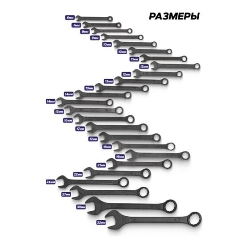 Набор ключей комбинированных MEGATOOLS MT-5261PD Black(64643) 25 предметов