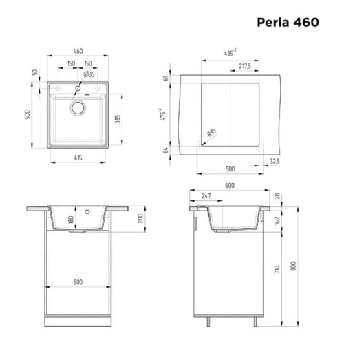 Кухонная мойка MAUNFELD Perla 460 MFQS-460B черный