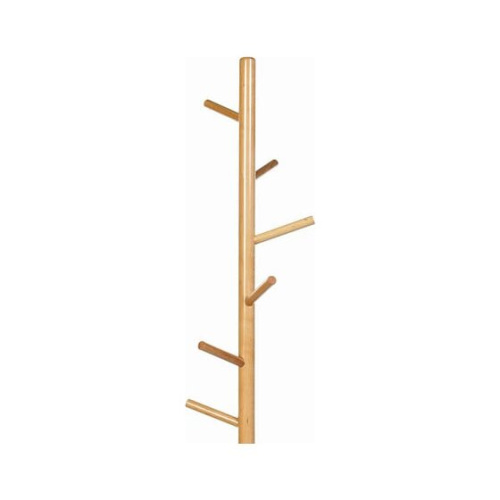 Вешалка-стойка BRABIX CR-1906 (606440) на мраморном диске, металл белый/дерево бук, 6 крючков