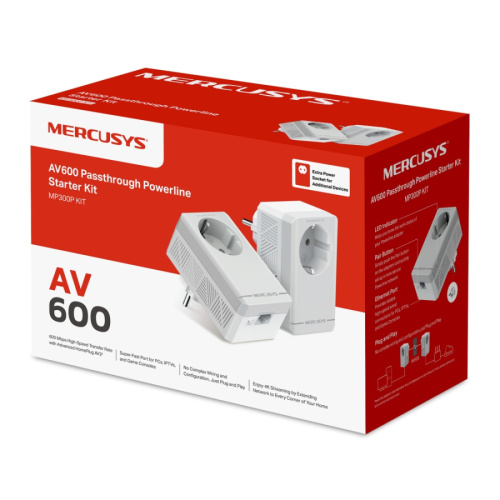 Комплект Powerline-адаптеров Mercusys MP300P KIT AV600 со встроенной розеткой