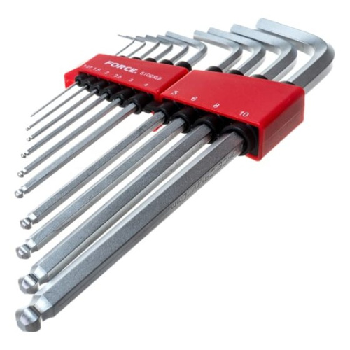 Набор ключей шестигранных FORCE 5102XLB длинн. Г-образн. с шаром 10пр.