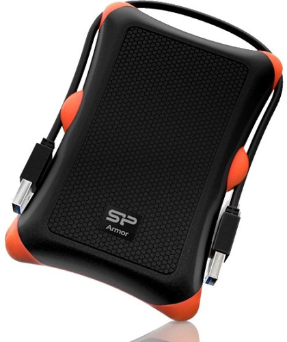 Внешний HDD 1.0TB USB3.0 Silicon Power Armor A30, ударопрочный, чёрный/оранжевый (SP010TBPHDA30S3K)
