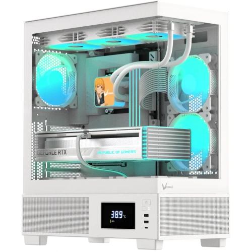 Корпус Formula V Line Crystal E1 White, ATX, Type-C*1, USB3.0*2, Switch Display Panel