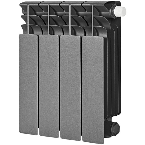 Биметаллический радиатор отопления Stout Titan Ventil 350 4 секции графит RAL 7024