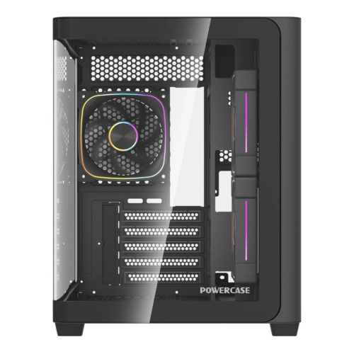 Корпус Powercase Vision Micro M5B (CVMM5B-A3), Curved Glass, Type-C, 3x 120mm ARGB PWM Fan, чёрный, mATX